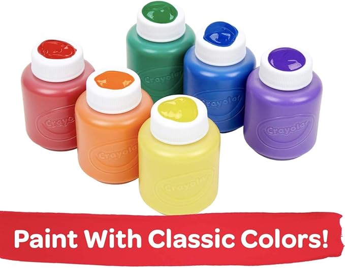 Crayola Washable Kids Paint Set (12ct), School Supplies, Classic and Glitter Paint for Kids, Classroom Arts & Crafts, Toddler Painting Kit, Gifts, Ages 3+ [Amazon Exclusive]