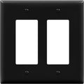 ENERLITES Decorator Light Switch or Receptacle Outlet Wall Plate, Gloss Finish, Midway Size 2-Gang 4.88" x 4.92", Unbreakable Polycarbonate Thermoplastic, UL Listed, 8832M-BK, Black