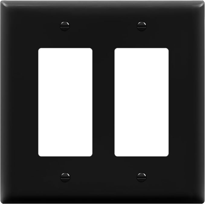 ENERLITES Decorator Light Switch or Receptacle Outlet Wall Plate, Gloss Finish, Midway Size 2-Gang 4.88" x 4.92", Unbreakable Polycarbonate Thermoplastic, UL Listed, 8832M-BK, Black