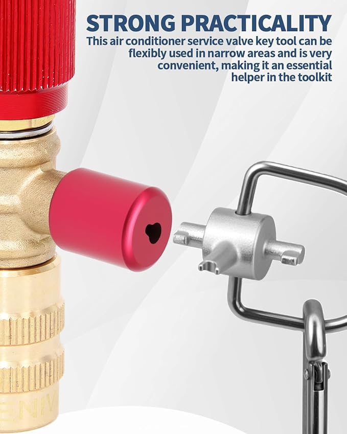 2 Pack HVAC Tools Locking Cap Key for R410A R22 Refrigerant, 3-in-1 Valve Core Removal Tool, Multi-Function HVAC Refrigerant Service Key for AC; Equipment Repair, Tamper-Resistant