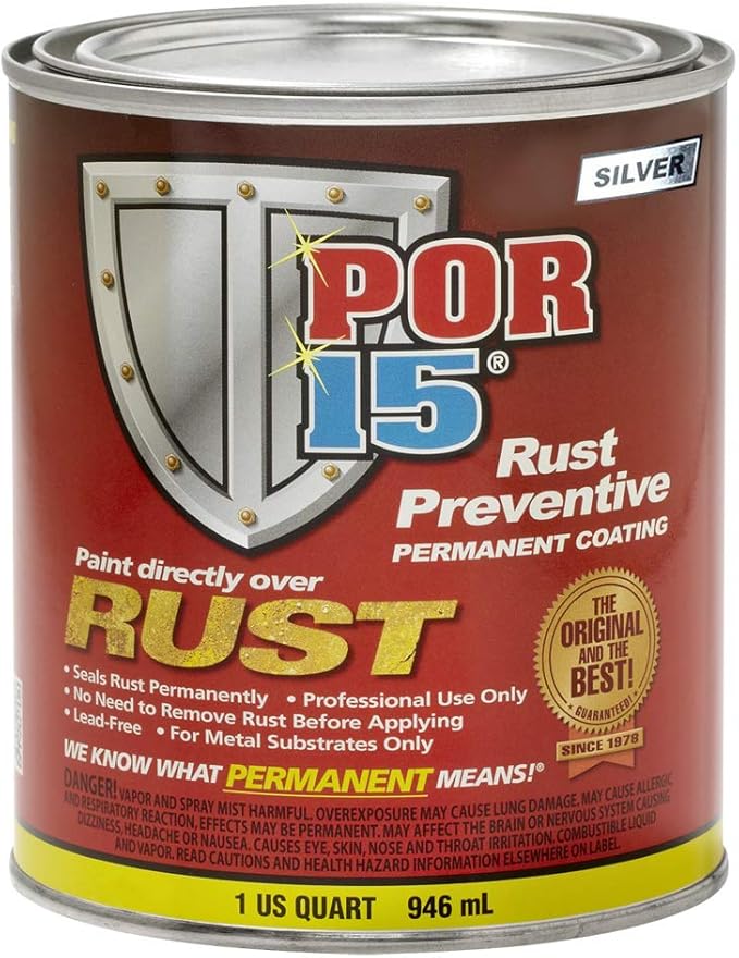 POR-15 Rust Preventive Coating, Stop Rust and Corrosion Permanently, Anti-rust, Non-porous Protective Barrier, 32 Fluid Ounces, Silver