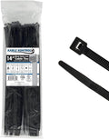 Kable Kontrol Cable Zip Ties 100 Pcs 14 Inch Black, 50 Lbs Tensile Strength, Self-locking UV Resistant Plastic Nylon Wire Ties, for Indoor or Outdoor Use