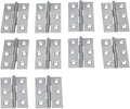 2 inch Stainless Steel Folding Butt Hinges Silver Tone Home Furniture Hardware Closet Cabinet Door Hinge, 10 Pack