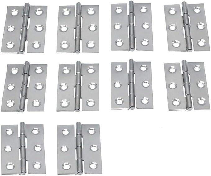2 inch Stainless Steel Folding Butt Hinges Silver Tone Home Furniture Hardware Closet Cabinet Door Hinge, 10 Pack