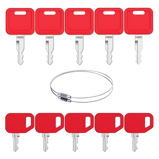 Heavy Equipment Ignition Keys, 5Pcs AT195302 AR51481 + 5Pcs H800 Keys, Replaces 1200 210C 210LJ AT194969 AT147803 4286465, Fits John Deere Hitachi Kioti Loader Backhoe Excavator Dozer Tractors