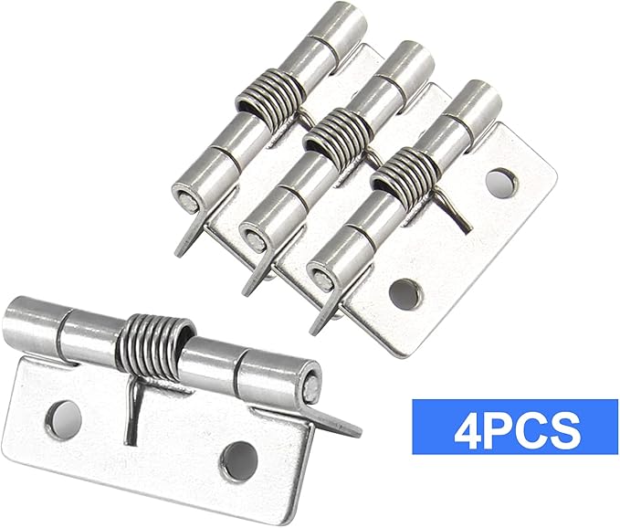 Luomorgo 4 Pcs Spring Loaded Hinges for Cabinets, 1.5 Inch Length Stainless Steel Spring Hinges Self Closing