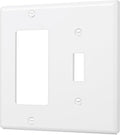 Bates- Combination Wall Plate, Toggle Switch/Decorator, White, 4.5"x4.5"/Standard Size, 2 Gang Wall Plate