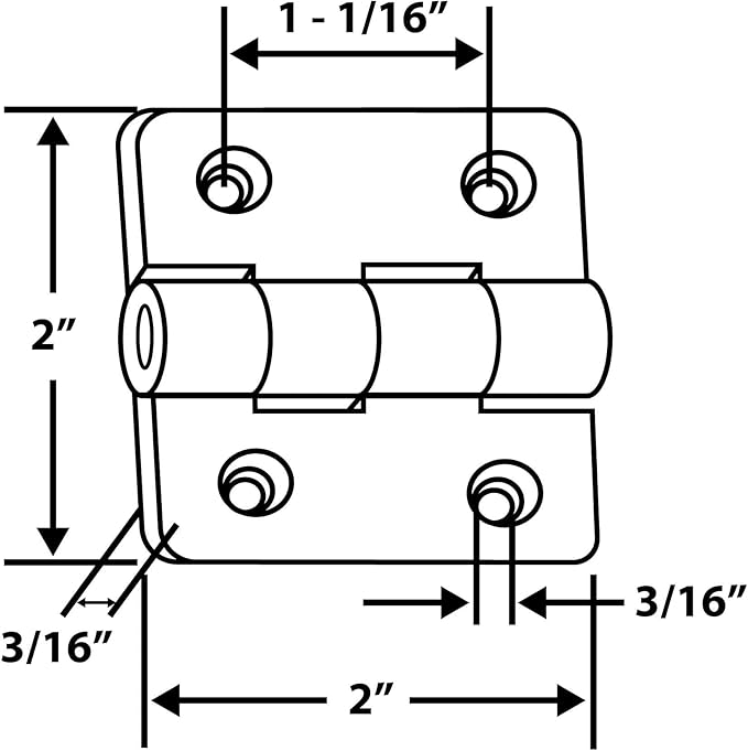 Outwater Plastics: 2'' x 2'' Polypropylene Butt Hinge | White | 2 Pack