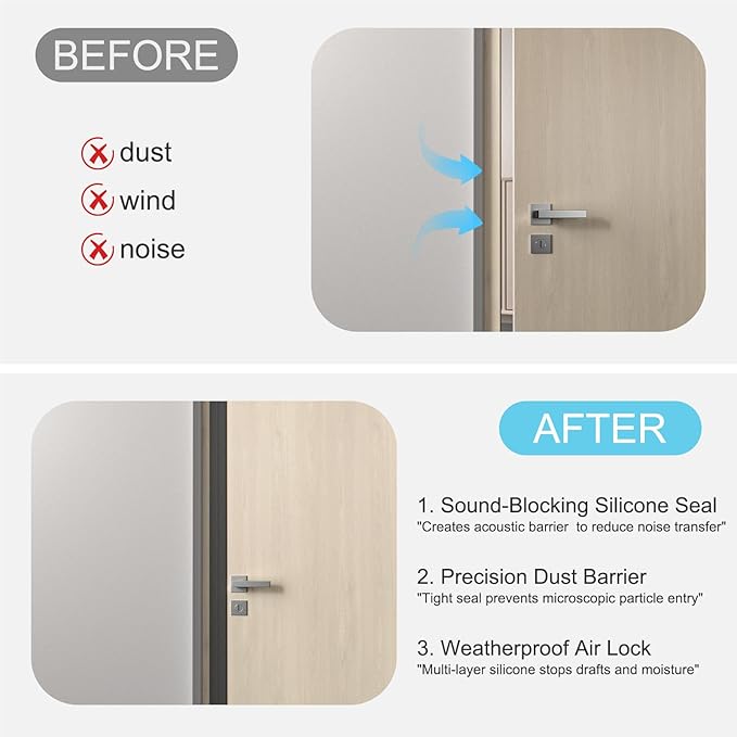 Elvone Heavy-Duty 20 ft x 2 in Weather Stripping, Door Draft Stopper Silicone Seal Strip for House and Glass Shower Doors for Collision and Side Gaps of Door and Windows, Black