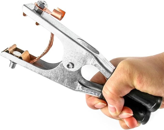 QWORK Welding Ground Clamp, 2 Pack 500AElectroplated Ground Clamp Copper Welding Earth Clip for Manual Welder Copper US Type