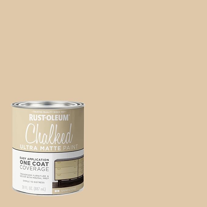 Rust-Oleum Sandstone Chalked All-in-One Ultra Matte Paint | One Coat Coverage | No Primer, Sanding, Or Topcoat Needed | Easy Clean Up | Made in USA | 30 OZ