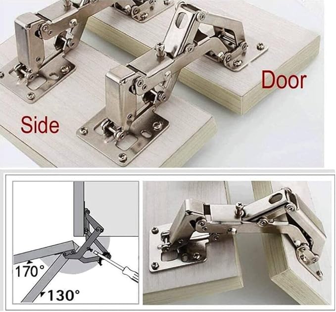 2 Pack 175 Degree Hidden Hinges Frameless Cabinet Hinges Hydraulically Adjustable Mount Soft Close, Full Cover (170 Degree Hinge)
