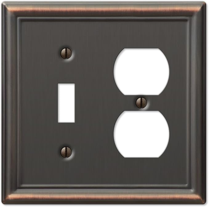 Amerelle 149TDDB Chelsea Wallplate, 1 Toggle / 1 Duplex, Steel, Aged Bronze, 1-Pack