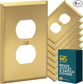 Rio Salto BRASS Outlet Covers Duplex Receptacle Wall Plate Electrical Outlet Covers Brushed Gold Metal Decorative Wall Plate — Deco Collection 4.50" X 2.75"
