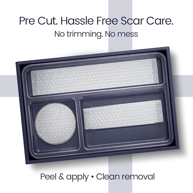 Silicone Scar Patches | Medical-Grade & Hypoallergenic Scar Care for Surgery, C Section Recovery, Keloids, Burns & Stretch Marks | 18 Pre-Cut Flexible Acne Scar Strips