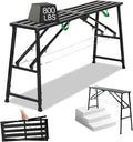 Foldable Scaffolding Platform 70.8 x 15.8 in Portable Work Platform Adjustable Height 35.4" to 57.5" Heavy Duty 800 lbs Capacity Industrial Ladder for Painting, Wiring, Home Improvement