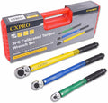 3Pcs Click Torque Wrench Set For Bike, Car, Motorcycle & DIY | 1/4", 3/8" & 1/2" Drive ±4% Accuracy, 72-Tooth Dual-Direction Adjustable Ratchet, 2-230N.m Dual Scale