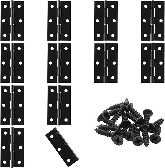 Murtenze 12 Pack 2.5 Inch Door Hinge Cabinet Hinge,Black Butt Hinges Ball Bearing Window Outdoor Hinges with Mounting Screws