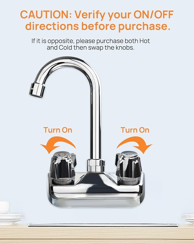 Metal Hand Wash Sink Faucet Faucet Handle, Commercial Faucets Parts Replacement Knob Handle, Red for Hot Side