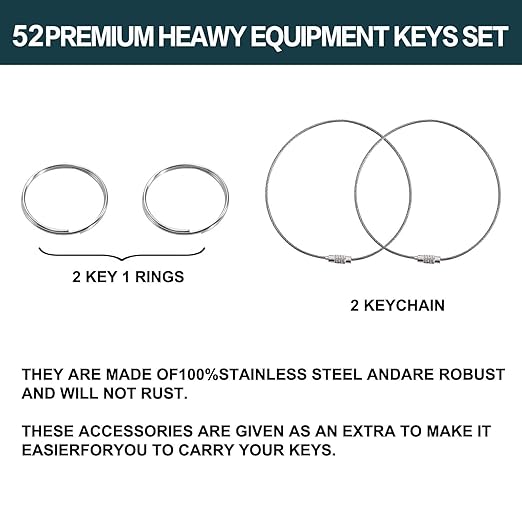 52-Piece Heavy Equipment Key Set: Universal Master Keys for CAT, John Deere, Komatsu, Kubota, Case, Yanmar & More – Durable Ignition Keys for Construction Operators