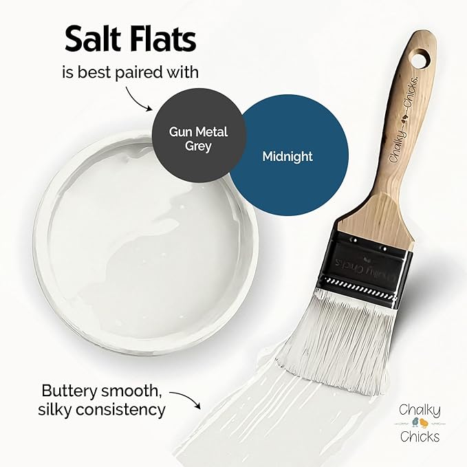 Chalky Chicks 16 Fl Oz Matte Salt Flats (Off White) Chalk Paint for Furniture Without Sanding - No Prep Furniture Paint No Sanding All in One for Crafts, Walls, Cabinet, Metal, Dresser, Farmhouse