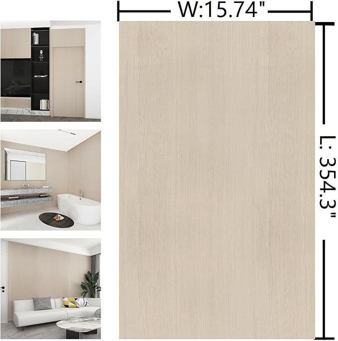 15.74"x354.3" Beige Wood Wallpaper Peel and Stick Faux Wood Contact Paper | Self Adhesive Waterproof Wood Grain Vinyl Wall Paper Sticker for Table Furniture Laminate Countertop Sheets Classroom