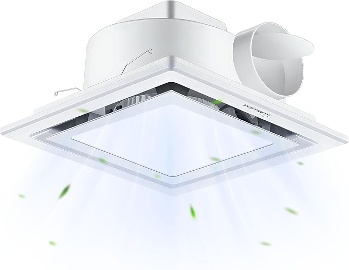 Bathroom Exhaust Fan with Light 10" Ultra Quiet 1.0 Sones,1000LM, 5CCT, Exhaust Fan Mounting Opening 8"x8" in 110CFM Bathroom Fan with Light Ceiling Mount for Home, Bath, Office