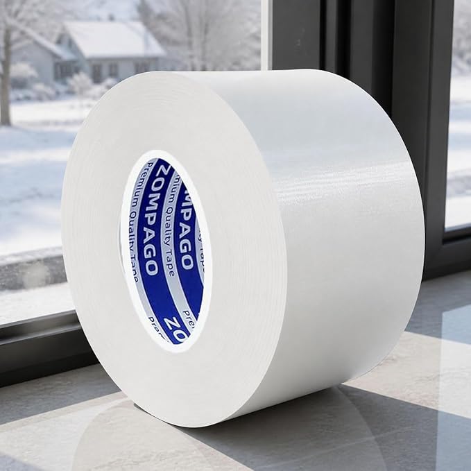 ZOMPAGO White Window Weather Sealing Tape 2.4in x 33FT, Cloth Draft Stopper for Sliding Door & Gap Filler, Strong Adhesive Window Seal Tape Air Conditioner Door Weather Stripping Insulation