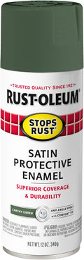 Rust-Oleum 369192 Stops Rust Spray Paint, 12 oz, Satin Earthy Green