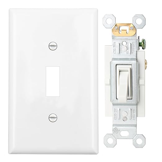 Baomain 10-Pack 15 Amp Toggle Light Switch with Wall Plate, 3-Way, Residential/Commercial Grade, On/Off Switch, Glossy White, UL Certified
