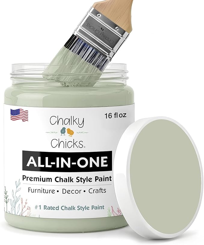 Chalky Chicks 16 Fl Oz Matte Mountain Green (Sage Green) Chalk Paint for Furniture Without Sanding - No Prep Furniture Paint No Sanding All in One for Crafts, Wood, Cabinet, Metal, Dresser, Farmhouse