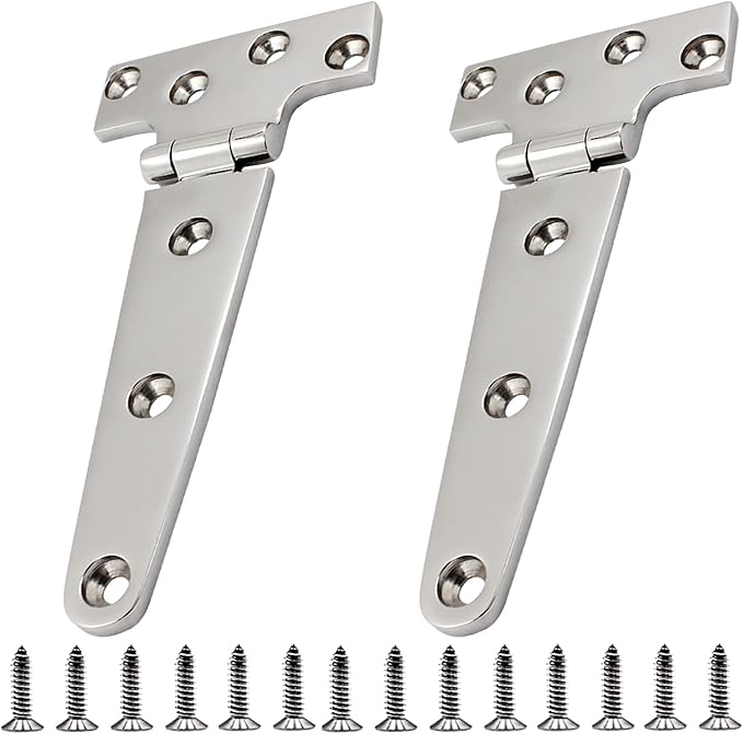 316 Stainless Steel T Hinges Marine Grade 6'' x 3" Heavy Duty Boat Hatch Hinge (150 mm X 72 mm) 2 Pack Casting Cabinet Hardware Door Hinge with Screws