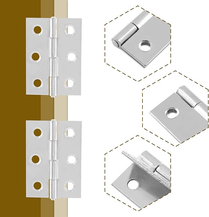 20pcs 3 Inch Butt Hinges, Stainless Steel Cabinet Hinges, Small Door Hinges Window Hinge, Folding Box Hinges for Jewelry, Wooden, Chest Box (Chrome)