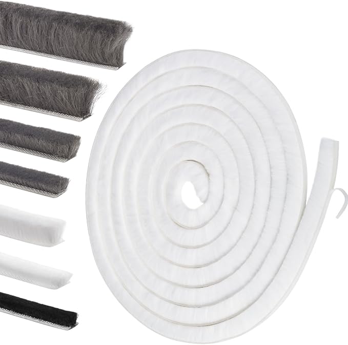 Self-Adhesive Weather Stripping Seal for Doors & Windows – Soundproof Insulation Gap Filler for Sliding, Exterior, Front, and Jamb Frames – 0.9" x 0.35" x 16.5 ft, White