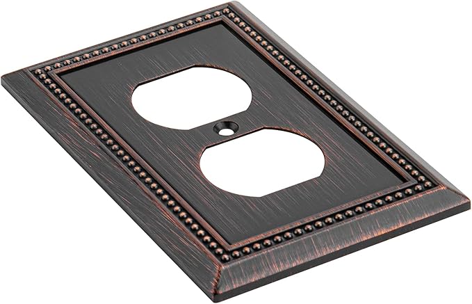 Henne Bery Sunken Pearls Heavy Duty Decorative Wall Plate Switch Plate Outlet Cover (Single Duplex, 2 Pack, Aged Bronze)