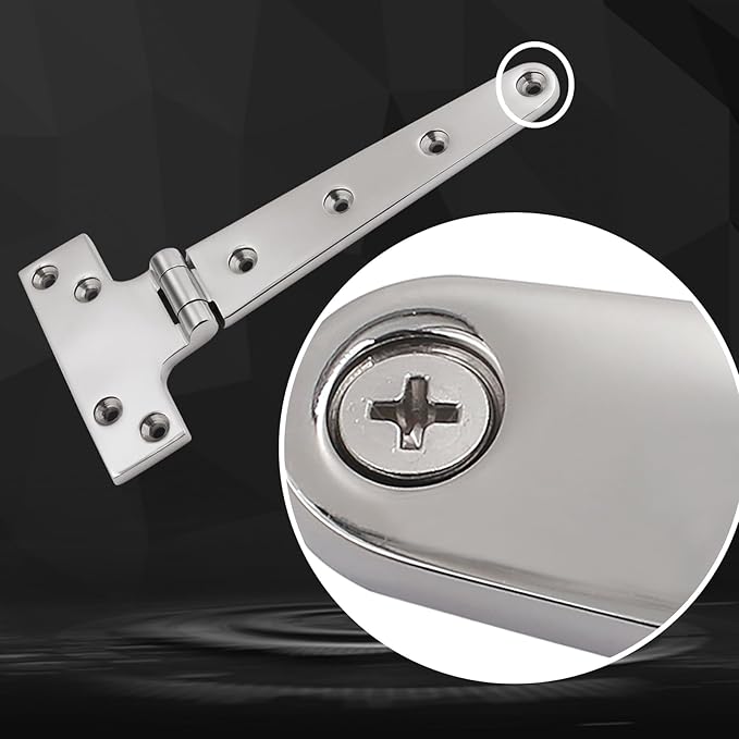 316 Stainless Steel T Hinges Marine Grade 8'' x 4" Heavy Duty Boat Hatch Hinge (196 mm X 97 mm) 2 Pack Casting Cabinet Hardware Door Hinge with Screws