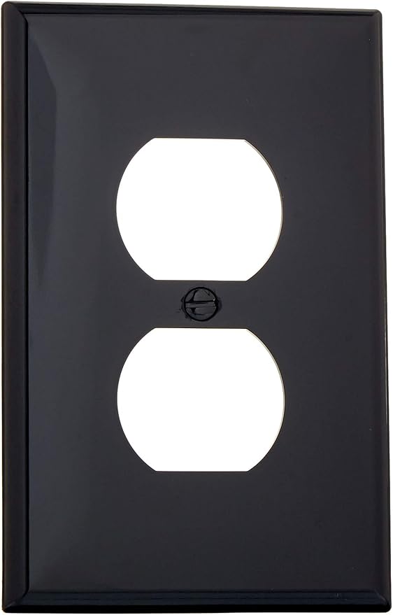 Leviton 1-Gang, 1-Duplex, Midway Nylon Wallplate, Midway Size, 1 Pack, PJ8-E, Black