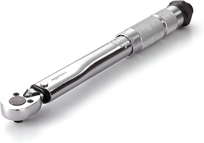 Amazon Basics 1/4-Inch Drive Click Torque Wrench, 35-200 in.-lb/3.95-22.5 Nm, Adjustable Ratchet with High Contrast Dual Range Scales, Steel Construction