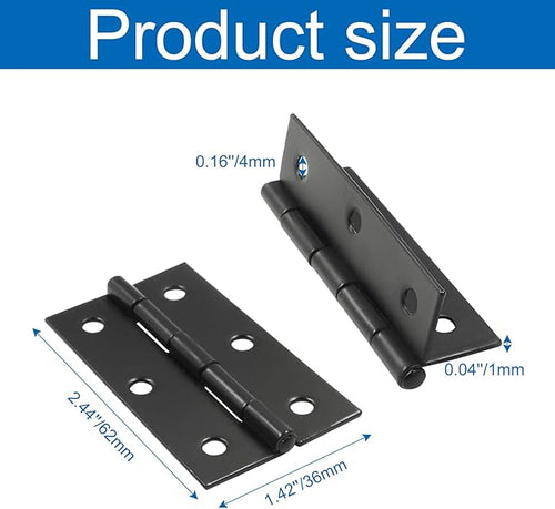 10Pcs Matte Black Door Hinges,2.5 Inch Iron Front Door Hinge,6 Hole Closet Exterior Door Hinges Heavy Duty,Butt Hinge for Jewelry Box,Bedroom,Cabinet Door