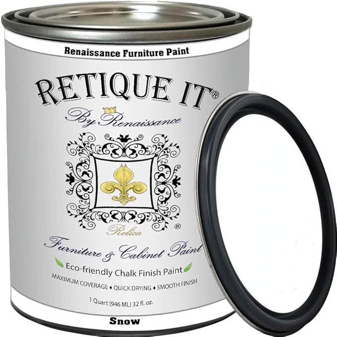 Retique It Chalk Furniture Paint, 32 Fl Oz (Pack of 1), 01 Snow