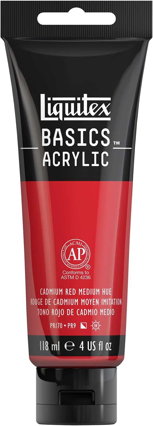 Liquitex BASICS Acrylic Paint, 118ml (4-oz) Tube, Cadmium Red Medium Hue
