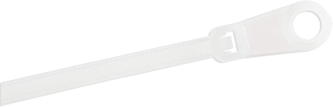 StarTech 4"(10cm) Cable Ties, 1/16"(2mm) Wide, TAA, 100 Pack (CBMZTS10N4) | 7/8"(24mm) Bundle Dia. 18lb(8kg) Tensile Strength, Nylon 66 Self Locking Ties with Screw Hole, With Mounting Hole