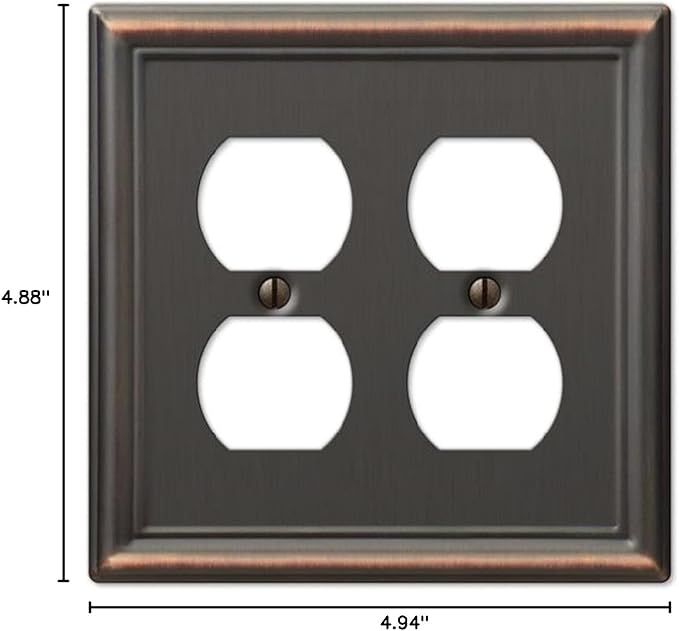 Amerelle 149DDDB Chelsea Wallplate, 2 Duplex, Steel, Aged Bronze, 1-Pack