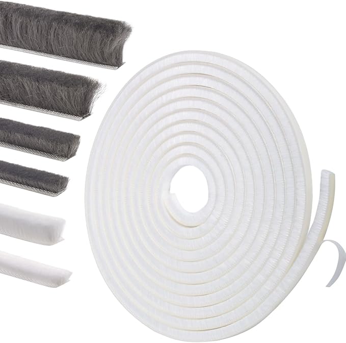 Self-Adhesive Weather Stripping Seal for Doors & Windows – Soundproof Insulation Gap Filler for Sliding, Exterior, Front, and Jamb Frames – 0.35" x 0.35" x 33 ft, White