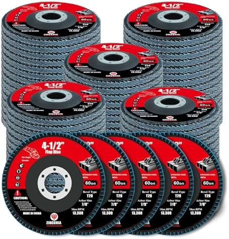 30 Pack Flap Discs 60 Grit, 4 1/2" x 7/8" for Angle Grinder,Type 29 Zirconia Grinding Wheel for Metal,Wood,Stainless Steel, Sheet Metal