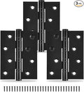 3-Pack Black Door Hinges, 4 Inch Heavy Duty Stainless Steel Hinge for Interior Exterior Doors, Max Loading 150LB, Matte Black Ball Bearing Hinges with Screws, Smooth and Quiet