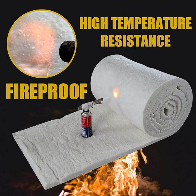 Cedolio 24" x12"x1" (Thick) Ceramic Fiber Blanket Fireproof Insulation | Baffle Rated to 2400F, High-Temperature Resistance for Stoves, Kilns, Forges, Wood Stove Baffle, Fireplace and Pizza Ovens