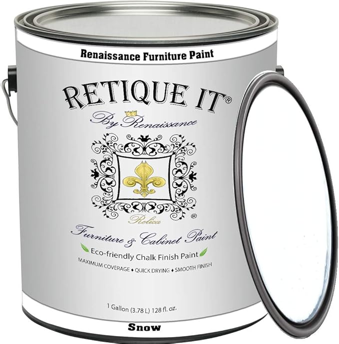 Retique It Chalk Furniture Paint, 128 Fl Oz (Pack of 1), 01 Snow