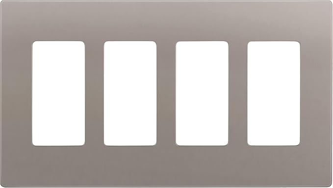 ENERLITES Elite Series Screwless Decorator Wall Plate Child Safe Outlet Cover, Gloss Finish, Size 4-Gang 4.68" H x 8.30" L, Unbreakable Polycarbonate Thermoplastic, SI8834-NK, Nickel