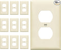 ENERLITES Duplex Receptacle Outlet Wall Plate, Size 1-Gang 4.50" x 2.76", Unbreakable Polycarbonate Thermoplastic, UL Listed, 8821-LA-10PCS, Light Almond (10 Pack)